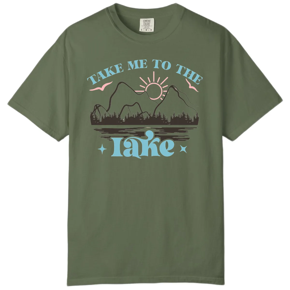 Take Me To The Lake Mountain Graphic Comfort Color in Sage