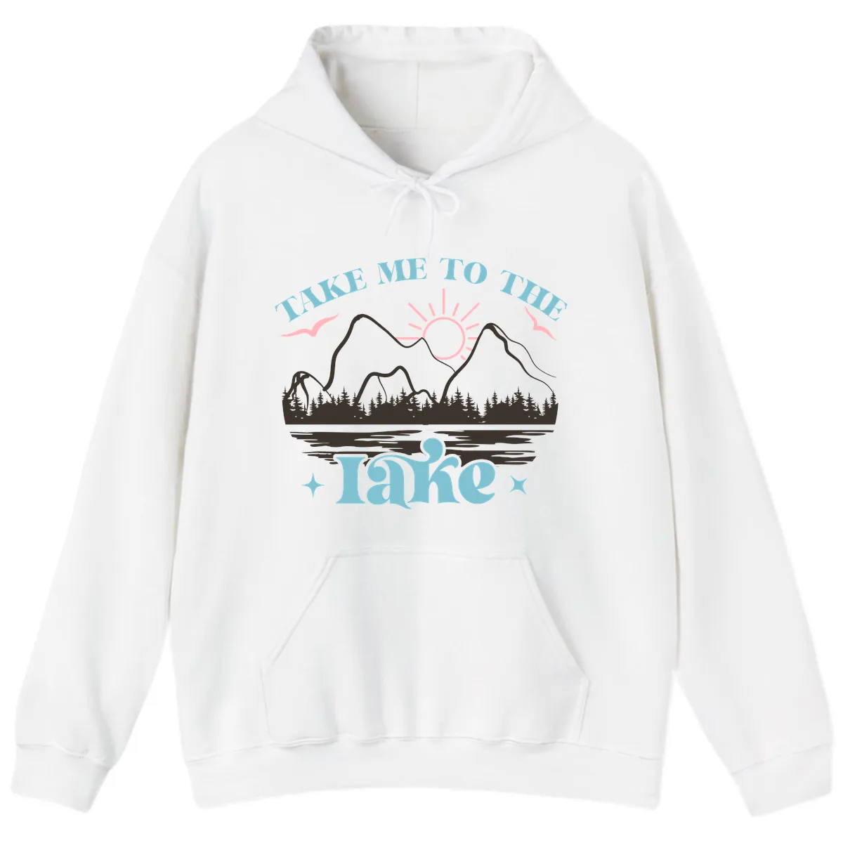 Take Me To The Lake Mountain Graphic Hoodie in White