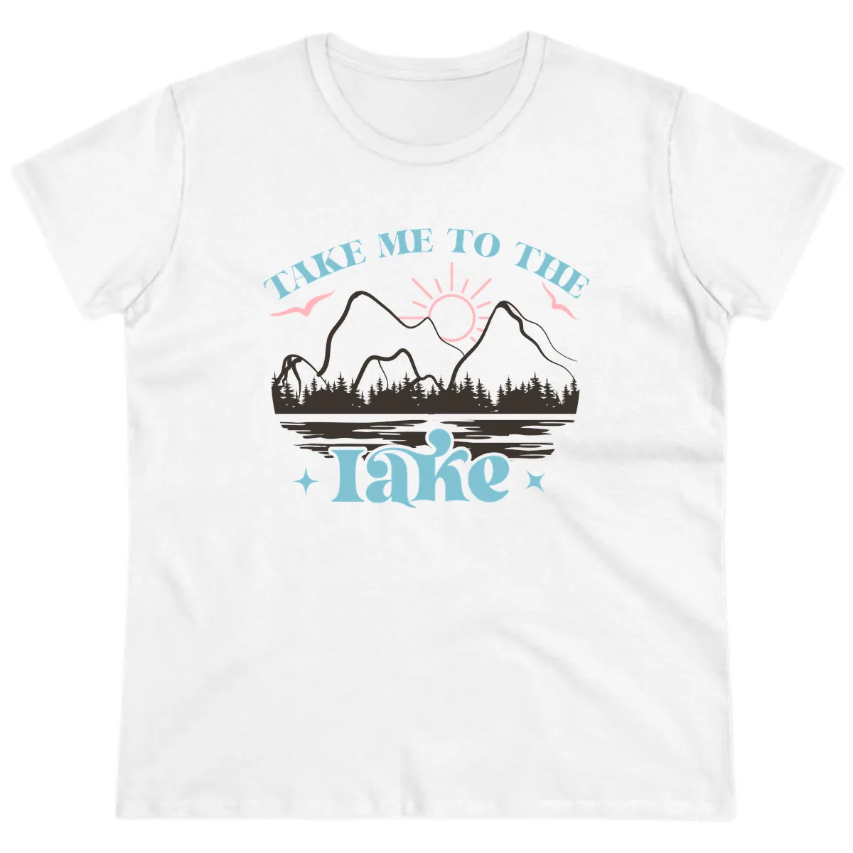 Take Me To The Lake Mountain Graphic Ladies Tee in White