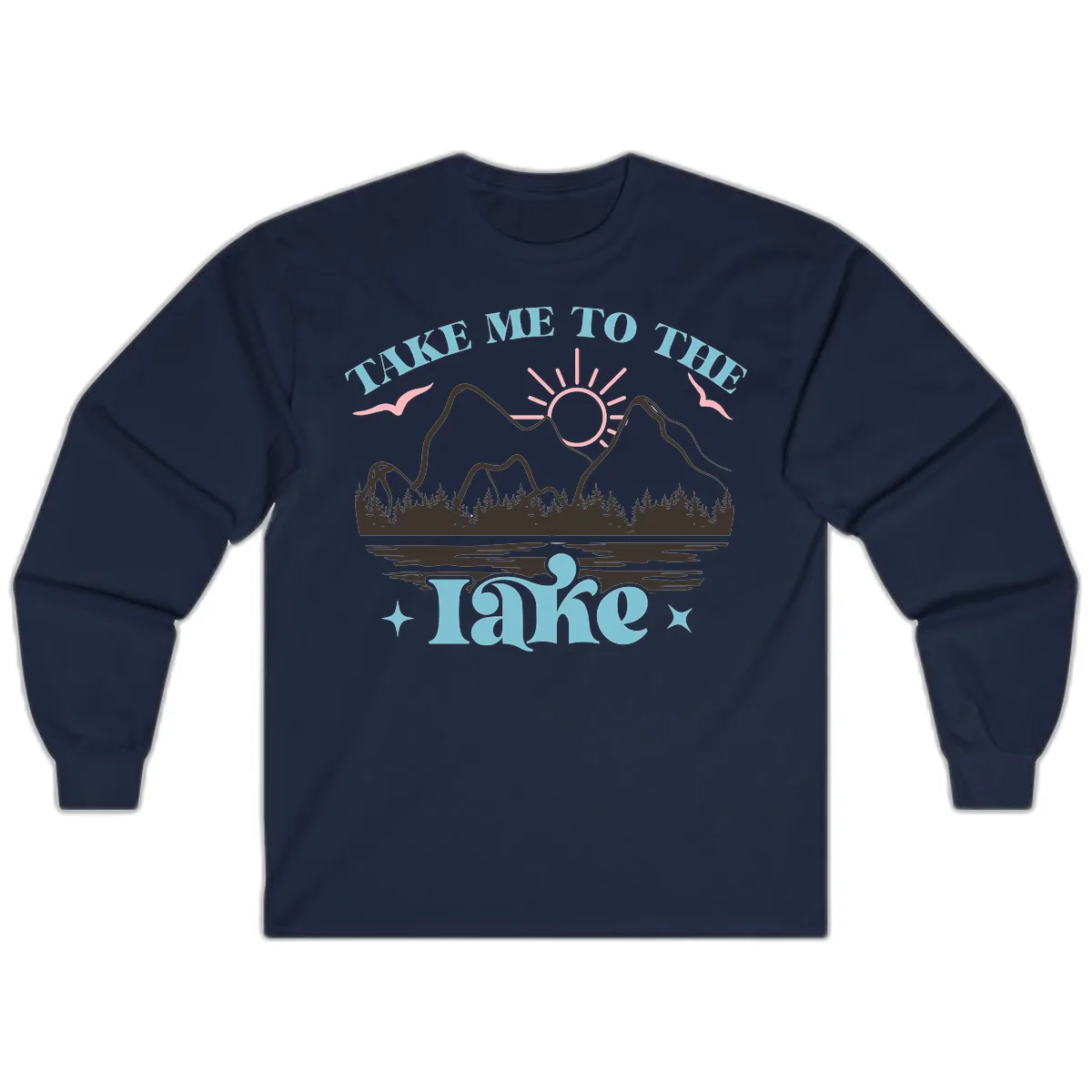 Take Me To The Lake Mountain Graphic Long Sleeve in Navy