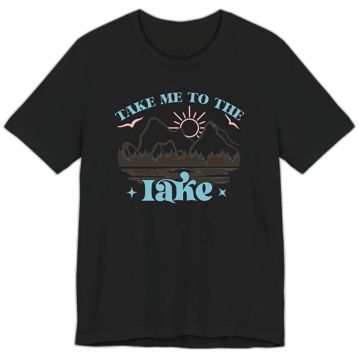 Take Me To The Lake Mountain Graphic Premium T-Shirt in Black