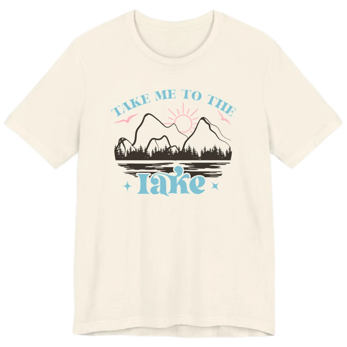 Take Me To The Lake Mountain Graphic Premium T-Shirt in Natural