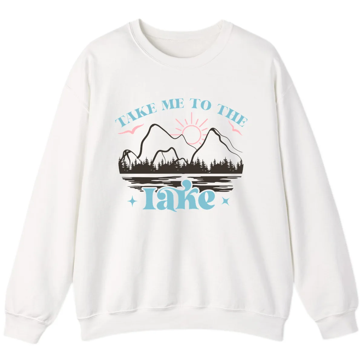 Take Me To The Lake Mountain Graphic Sweatshirt in White