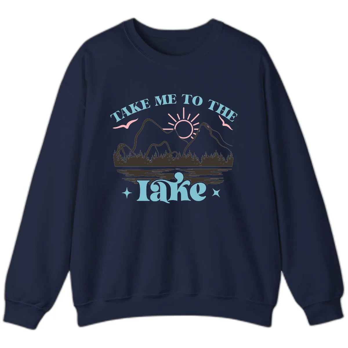 Take Me To The Lake Mountain Graphic Sweatshirt in Navy