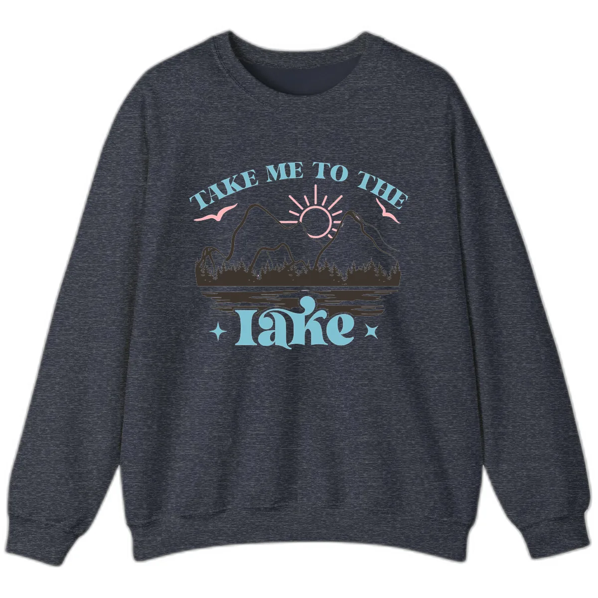 Take Me To The Lake Mountain Graphic Sweatshirt in Heather Sport Dark Navy