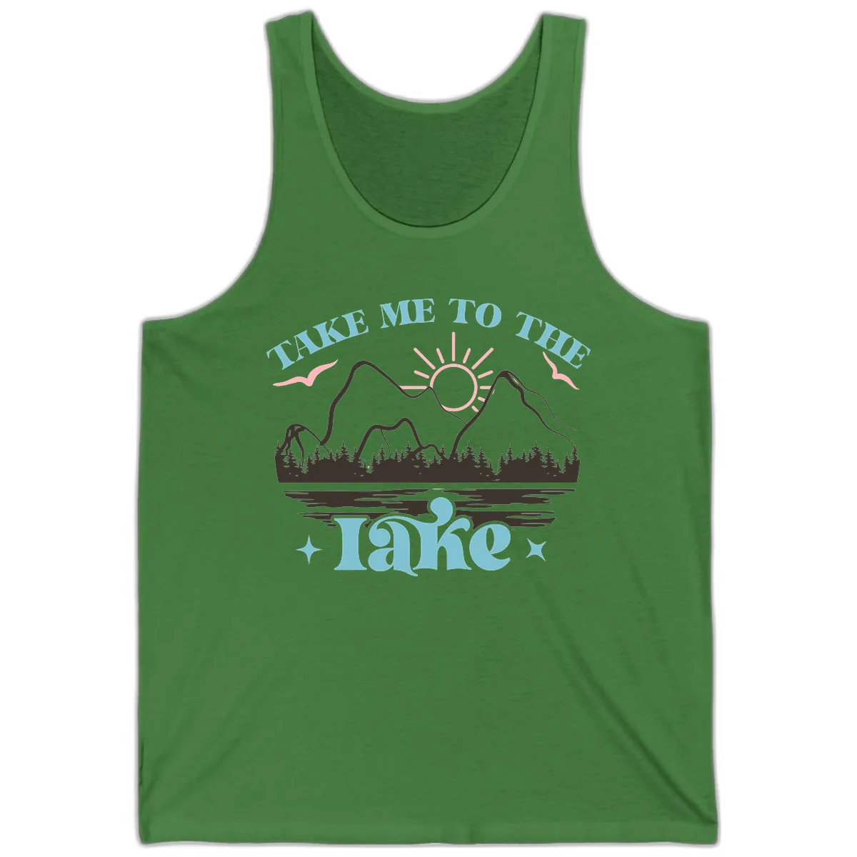 Take Me To The Lake Mountain Graphic Tank in Leaf