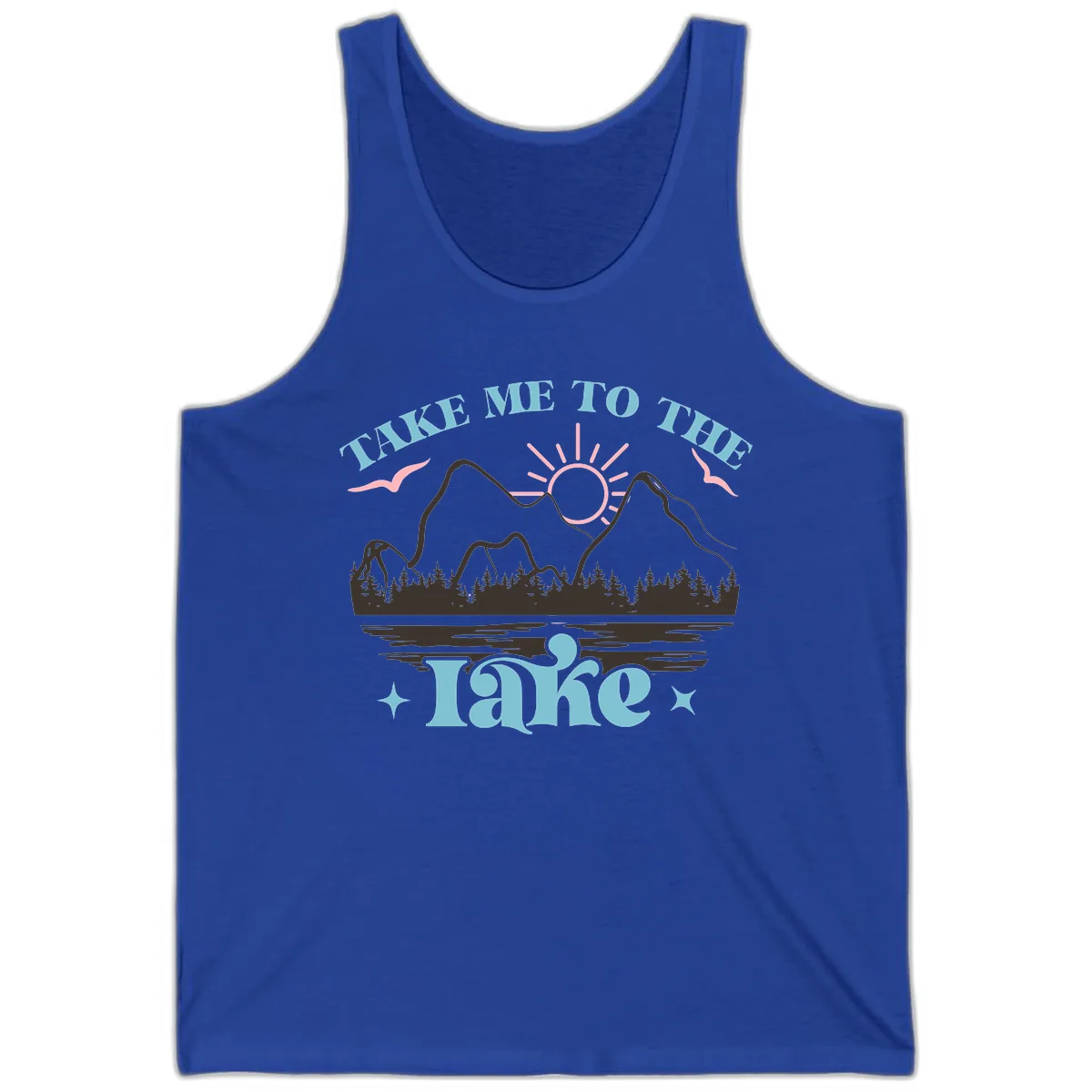 Take Me To The Lake Mountain Graphic Tank in True Royal