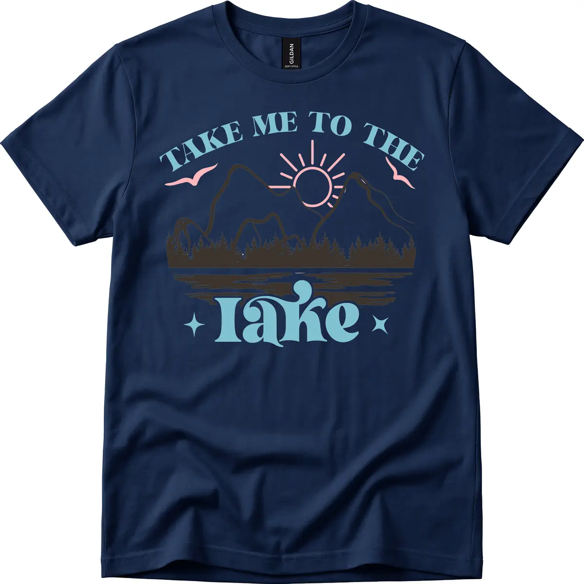 Take Me To The Lake Mountain Graphic T-Shirt in Navy
