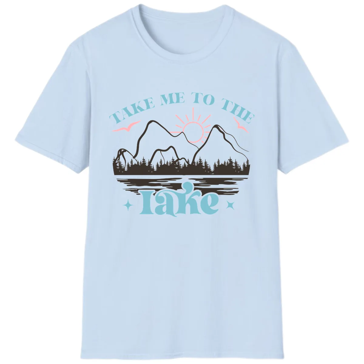 Take Me To The Lake Mountain Graphic T-Shirt in Light Blue