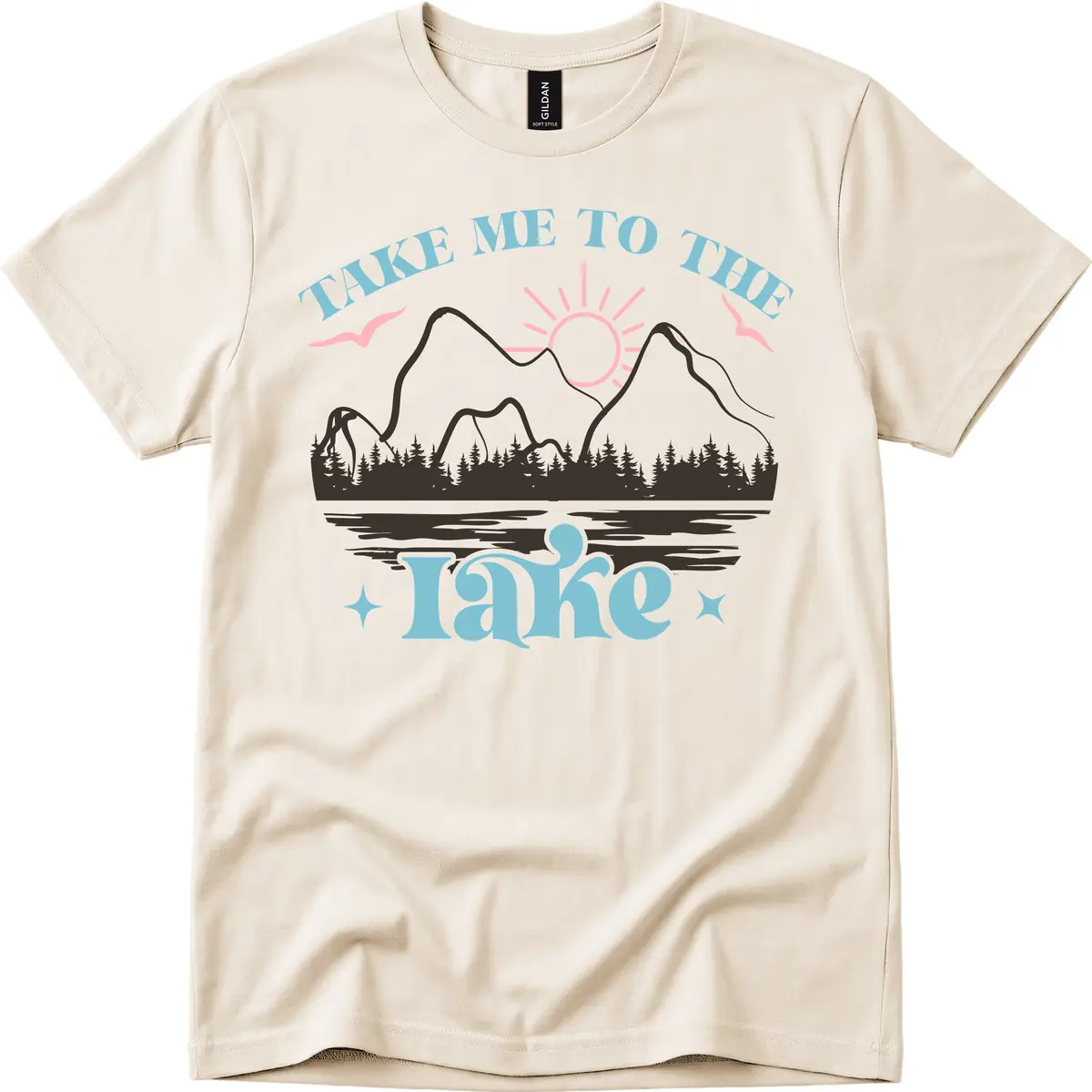 Take Me To The Lake Mountain Graphic T-Shirt in Natural