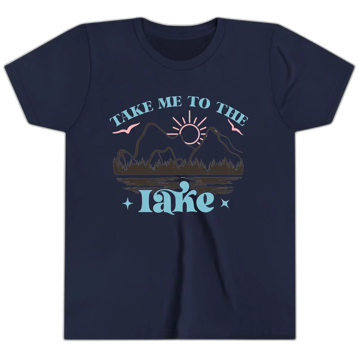 Take Me To The Lake Mountain Graphic Youth T-Shirt in Navy