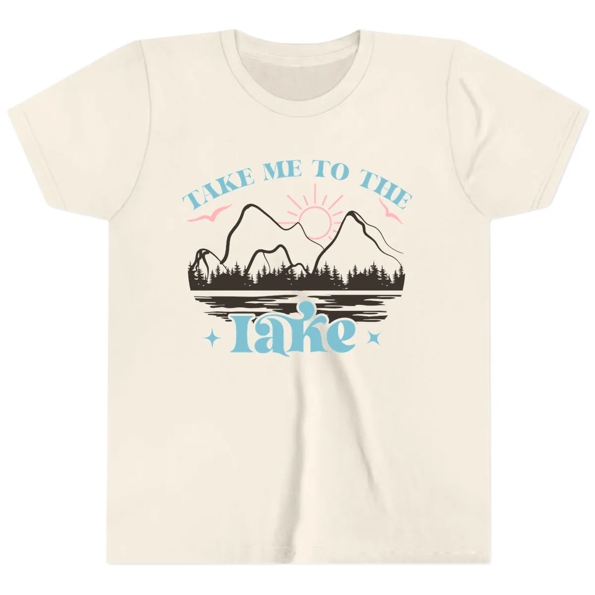 Take Me To The Lake Mountain Graphic Youth T-Shirt in Natural