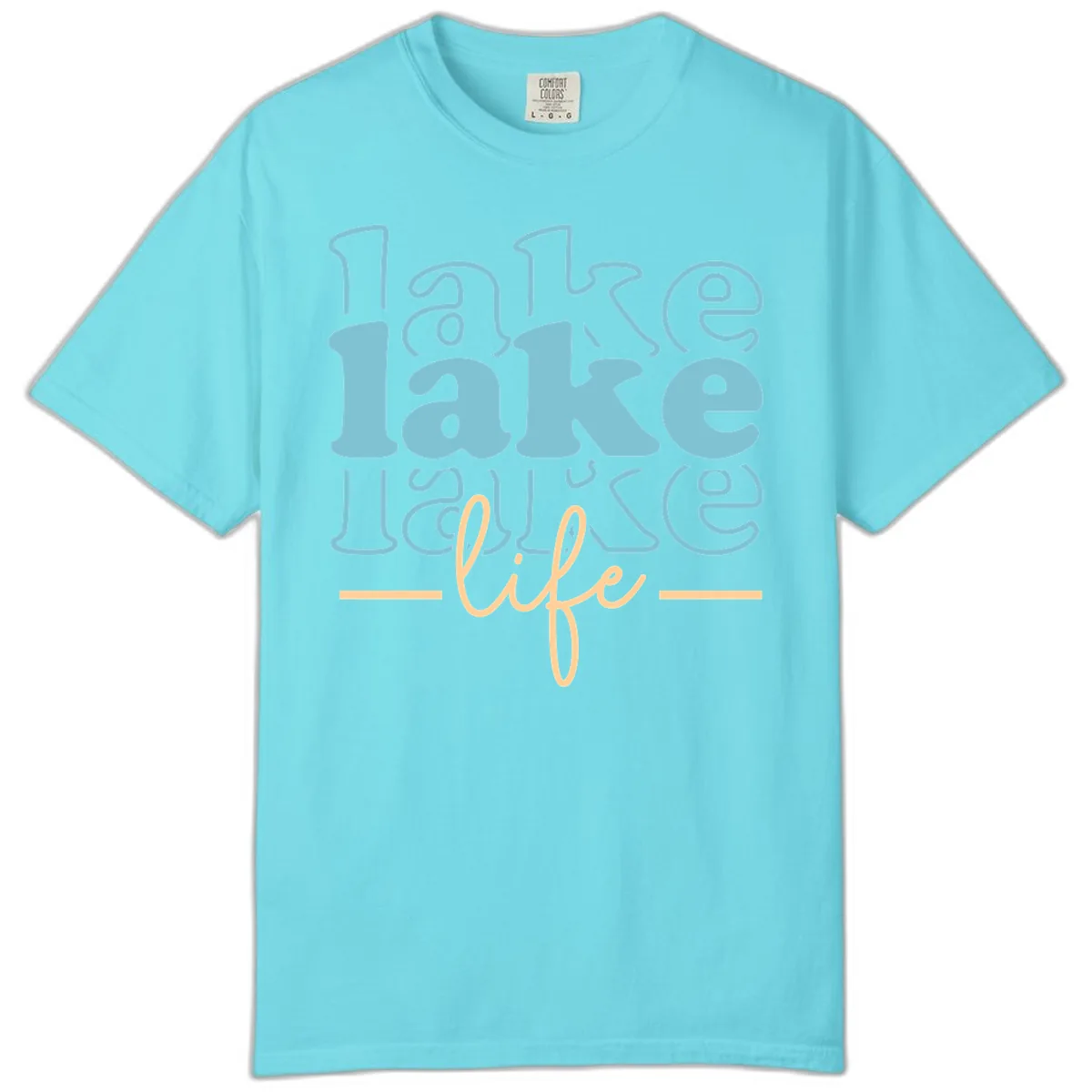 Lake Life Retro Typography Design Comfort Color in Lagoon Blue