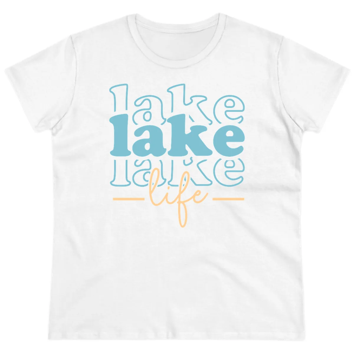 Lake Life Retro Typography Design Ladies Tee in White