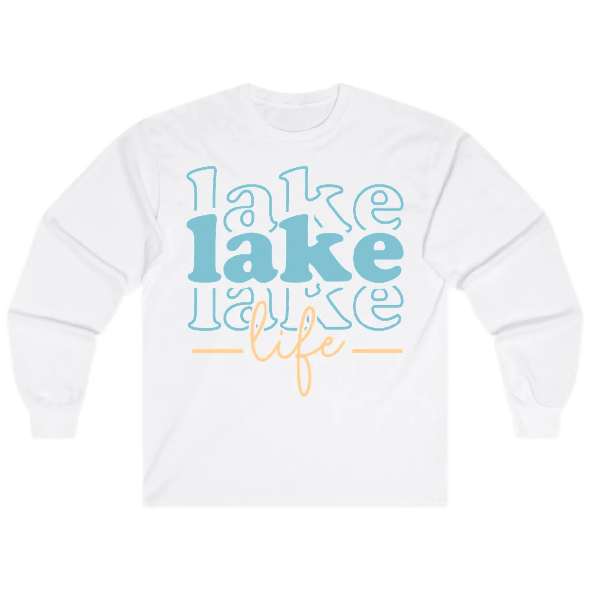 Lake Life Retro Typography Design Long Sleeve in White