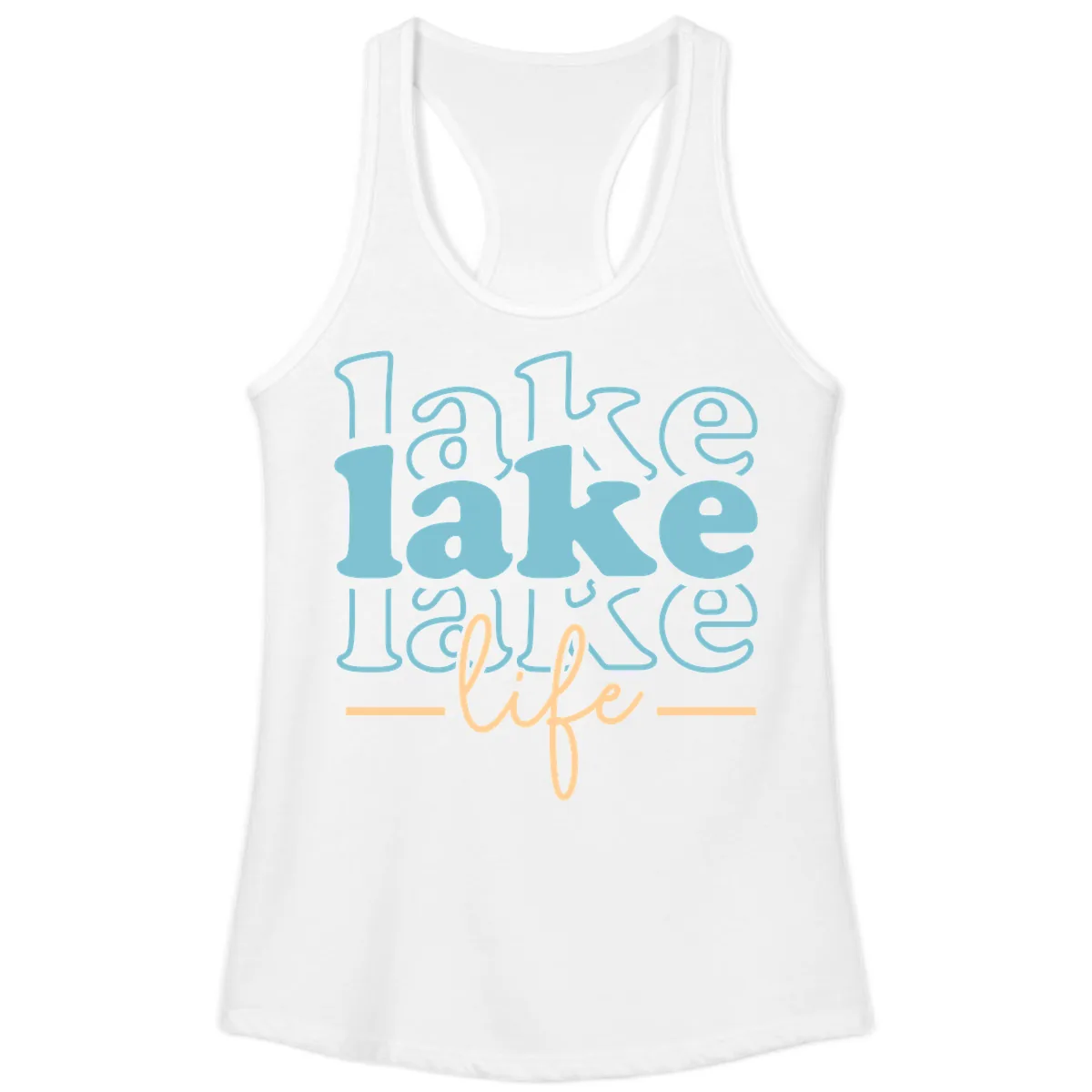 Lake Life Retro Typography Design Ladies Tank in White