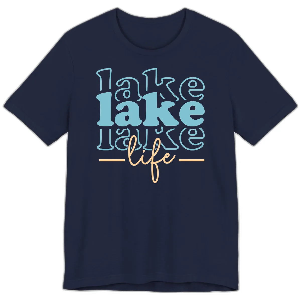 Lake Life Retro Typography Design Premium T-Shirt in Navy