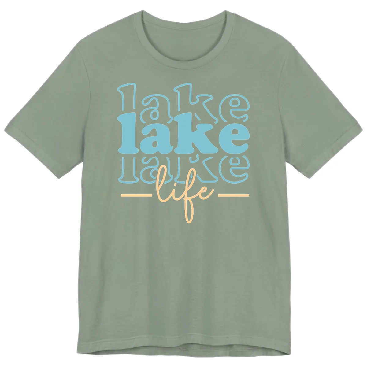 Lake Life Retro Typography Design Premium T-Shirt in Sage