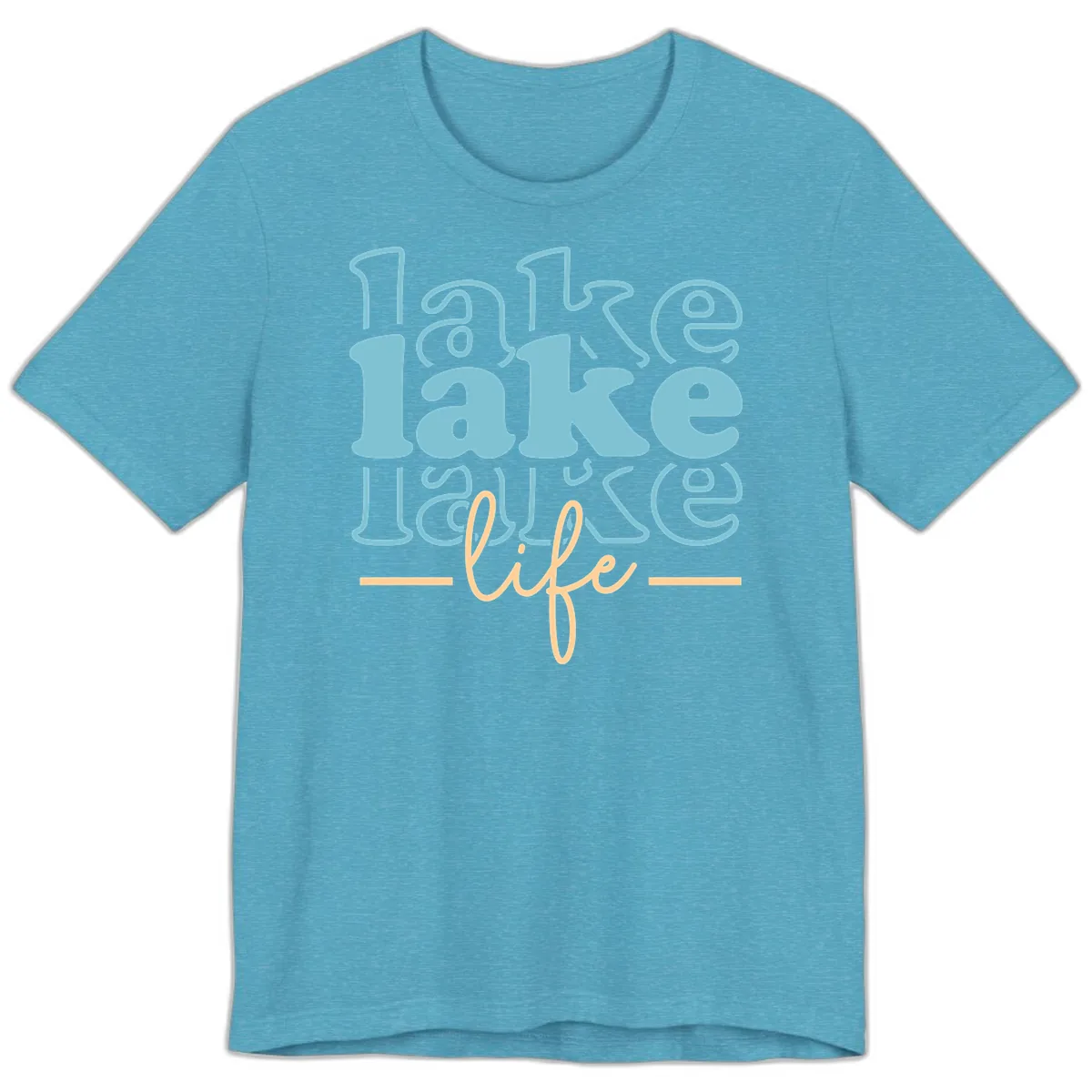 Lake Life Retro Typography Design Premium T-Shirt in Heather Aqua