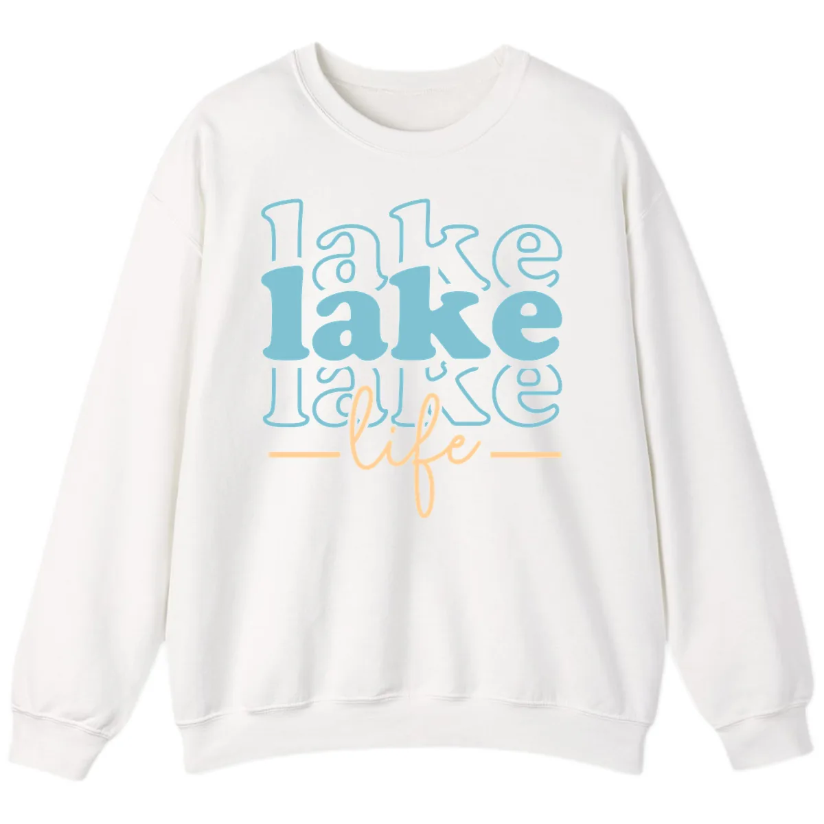 Lake Life Retro Typography Design Sweatshirt in White