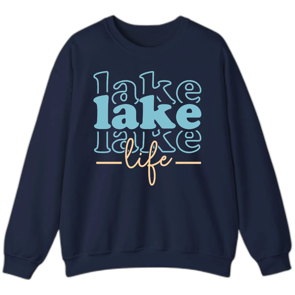 Lake Life Retro Typography Design Sweatshirt in Navy