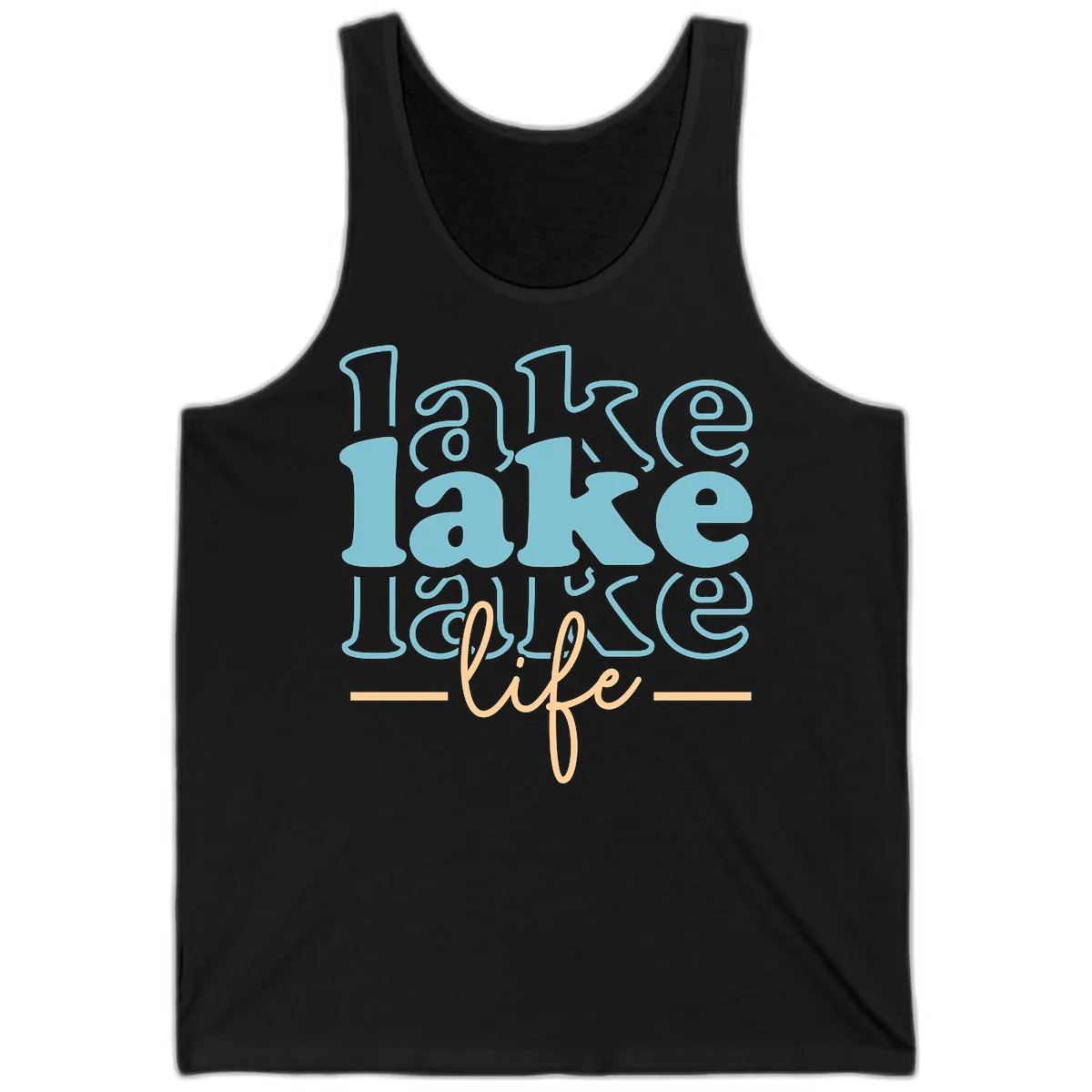 Lake Life Retro Typography Design Tank in Black