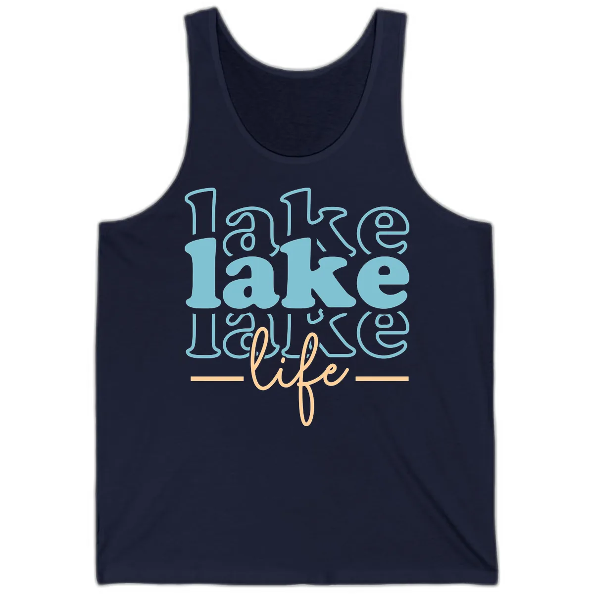 Lake Life Retro Typography Design Tank in Navy