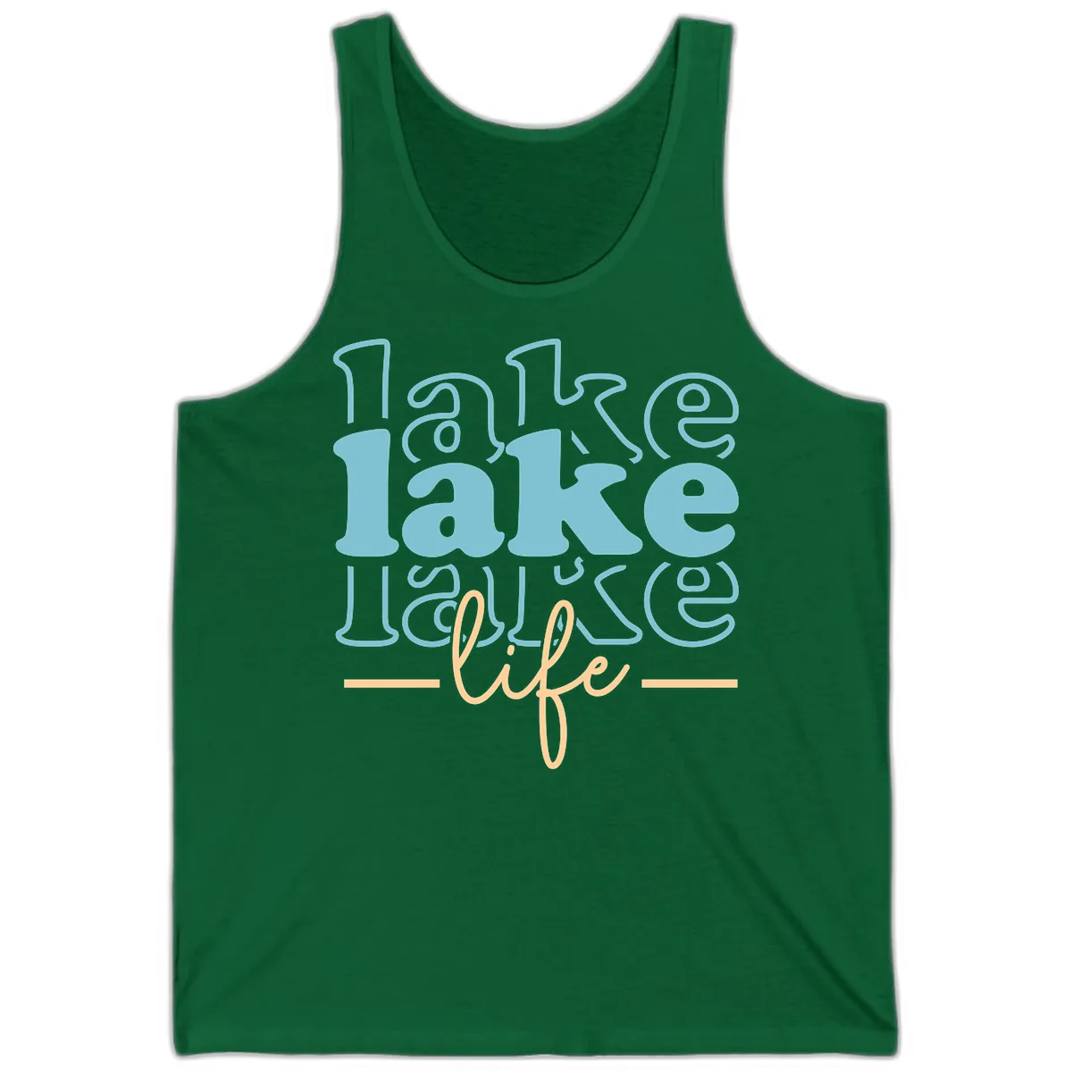Lake Life Retro Typography Design Tank in Kelly