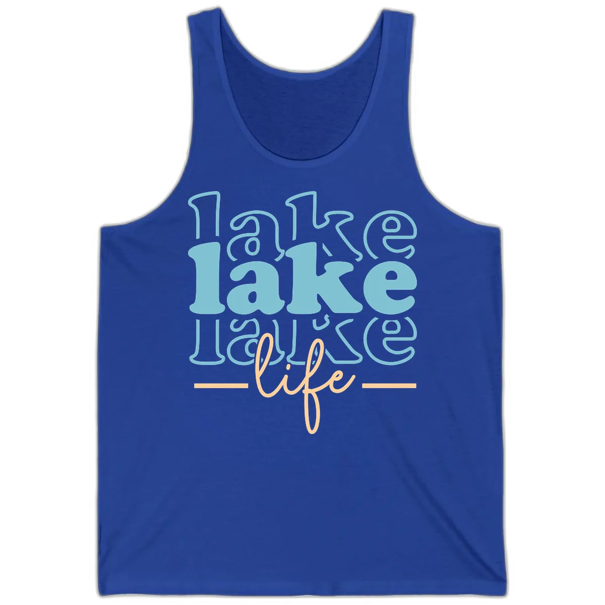 Lake Life Retro Typography Design Tank in True Royal
