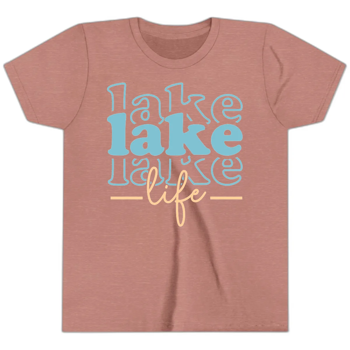 Lake Life Retro Typography Design Youth T-Shirt in Heather Mauve