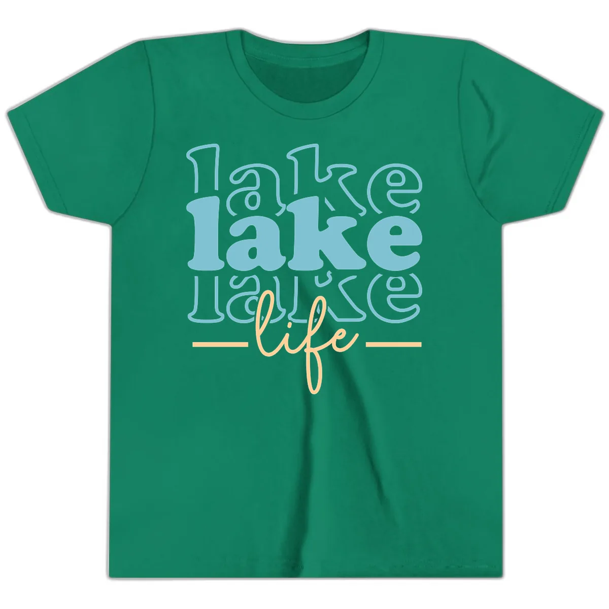 Lake Life Retro Typography Design Youth T-Shirt in Kelly