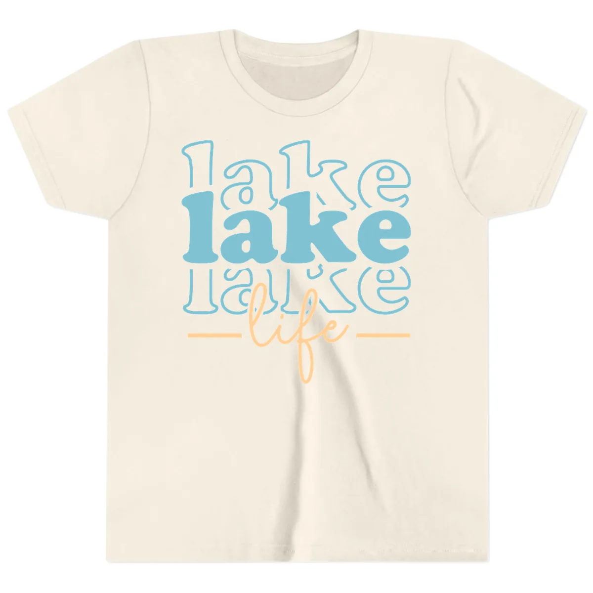 Lake Life Retro Typography Design Youth T-Shirt in Natural