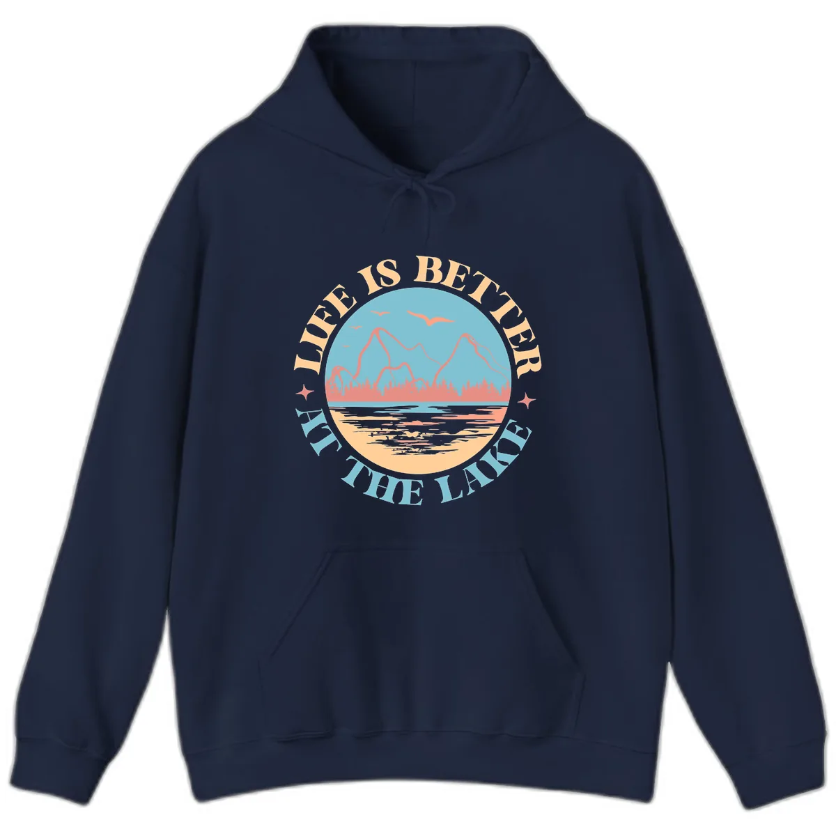 Life Is Better At The Lake Design Hoodie in Navy