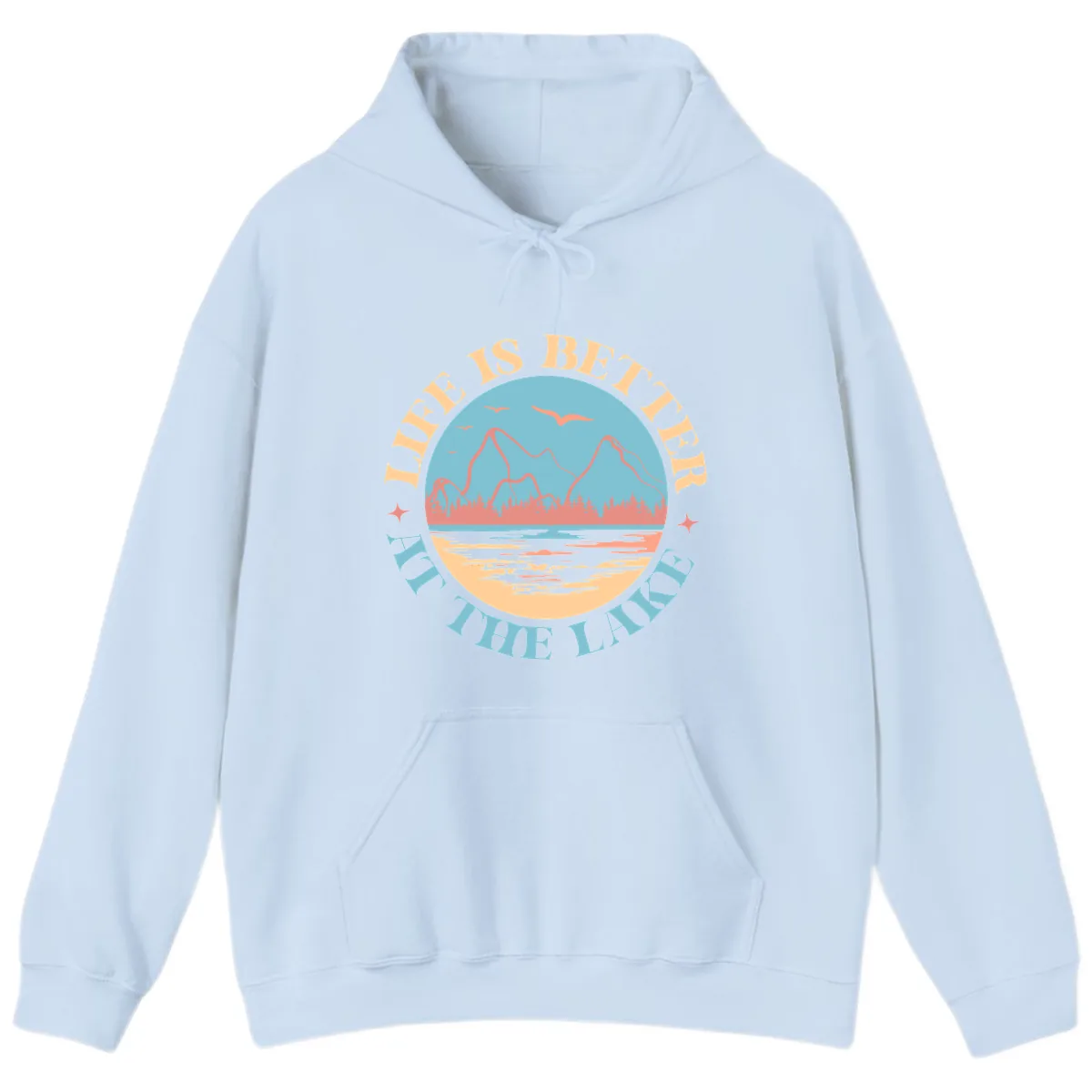 Life Is Better At The Lake Design Hoodie in Light Blue