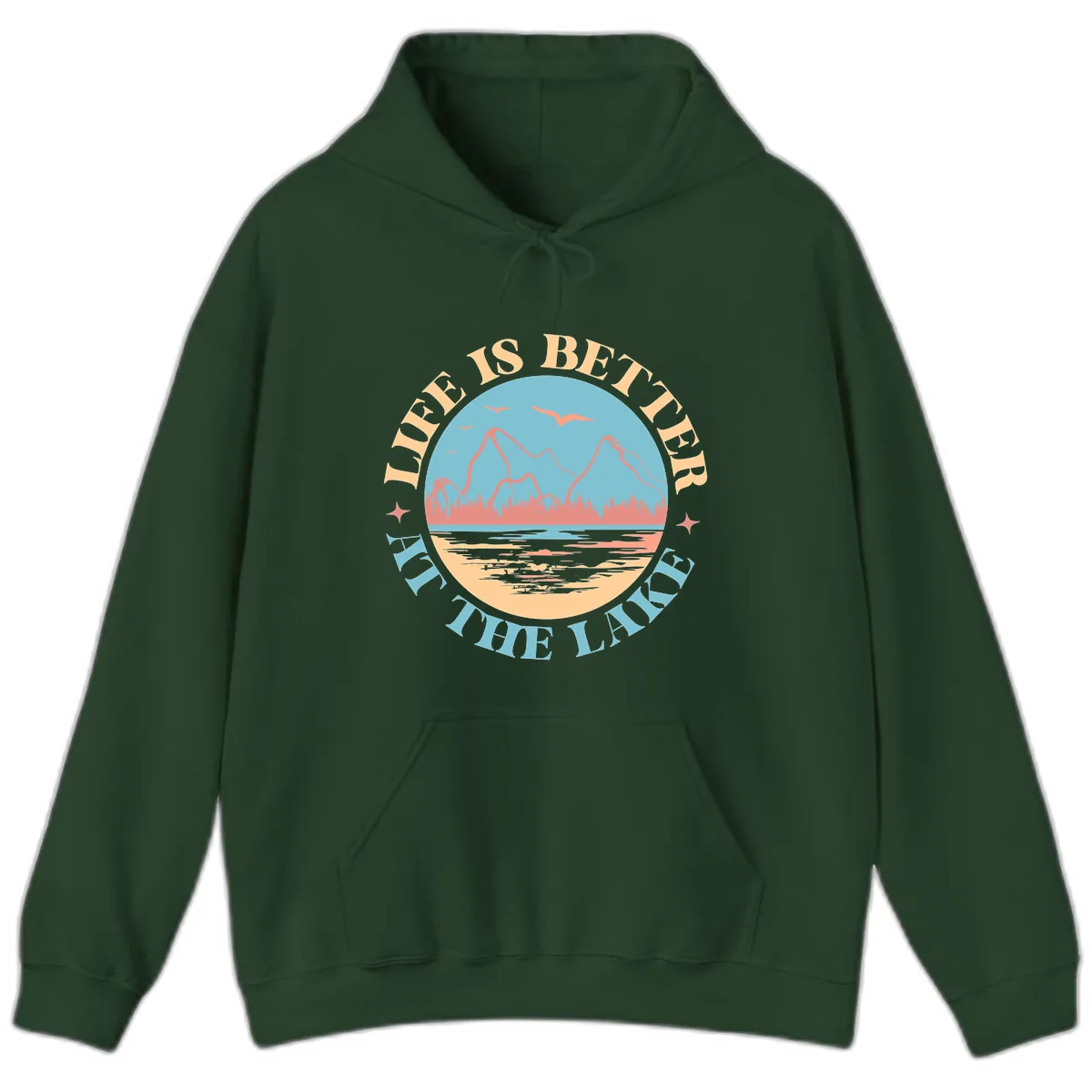 Life Is Better At The Lake Design Hoodie in Forest Green