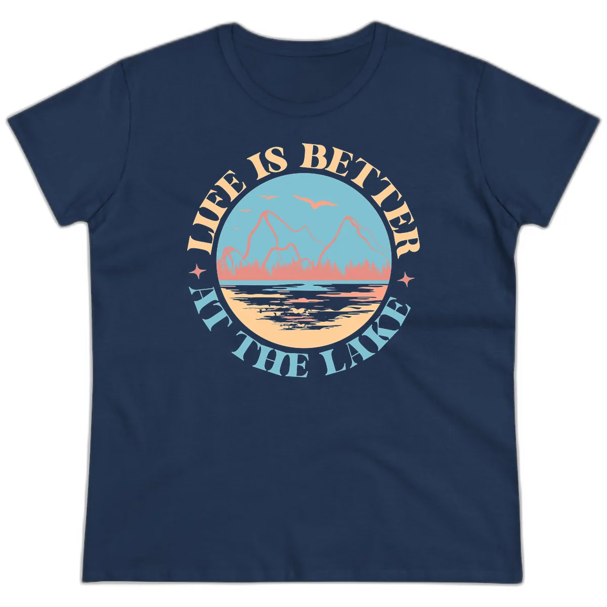 Life Is Better At The Lake Design Ladies Tee in Navy
