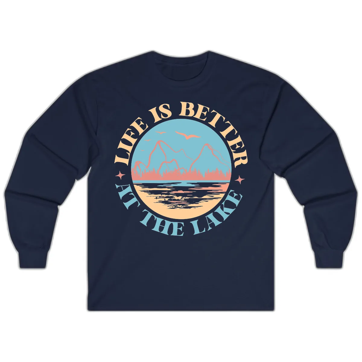 Life Is Better At The Lake Design Long Sleeve in Navy