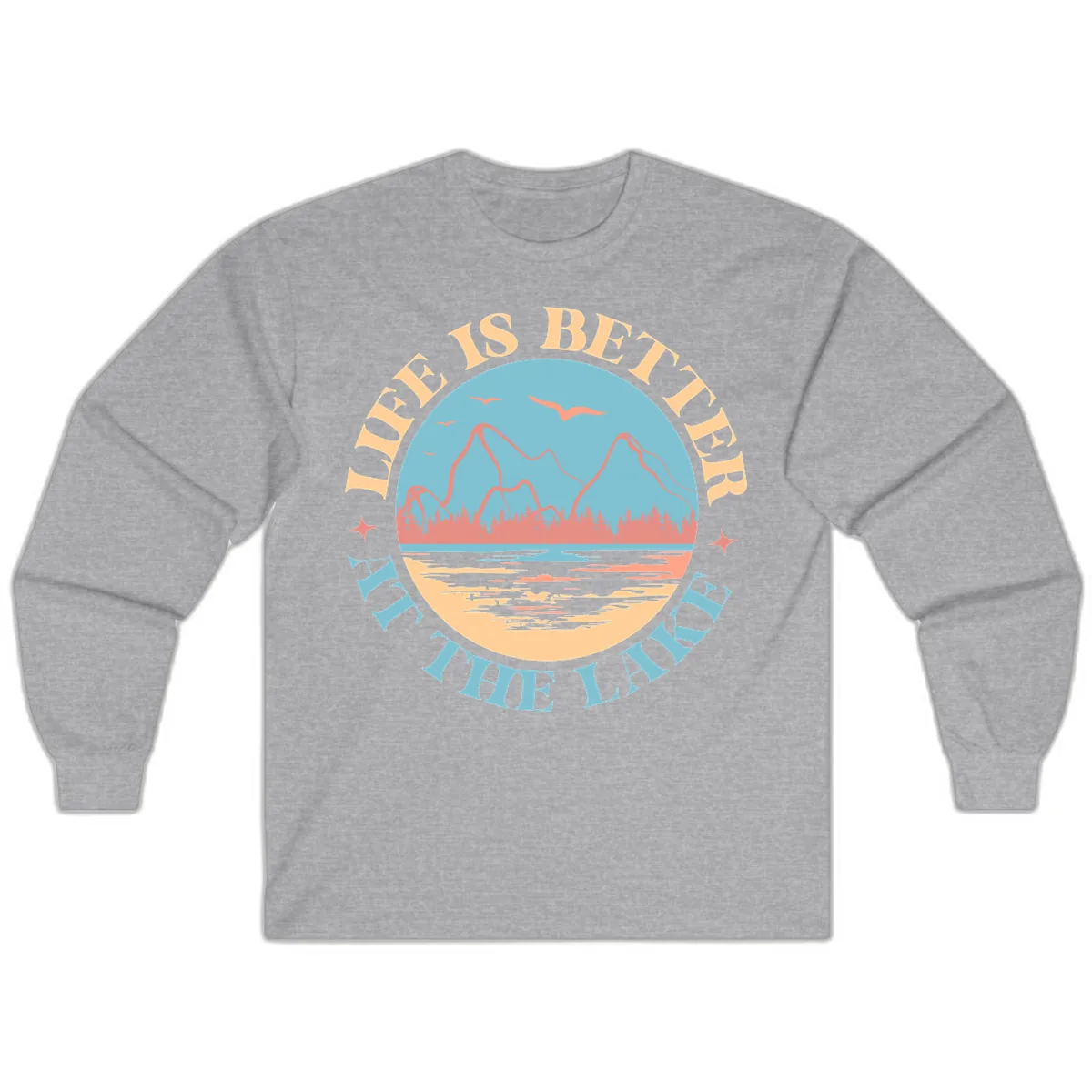 Life Is Better At The Lake Design Long Sleeve in Sport Grey
