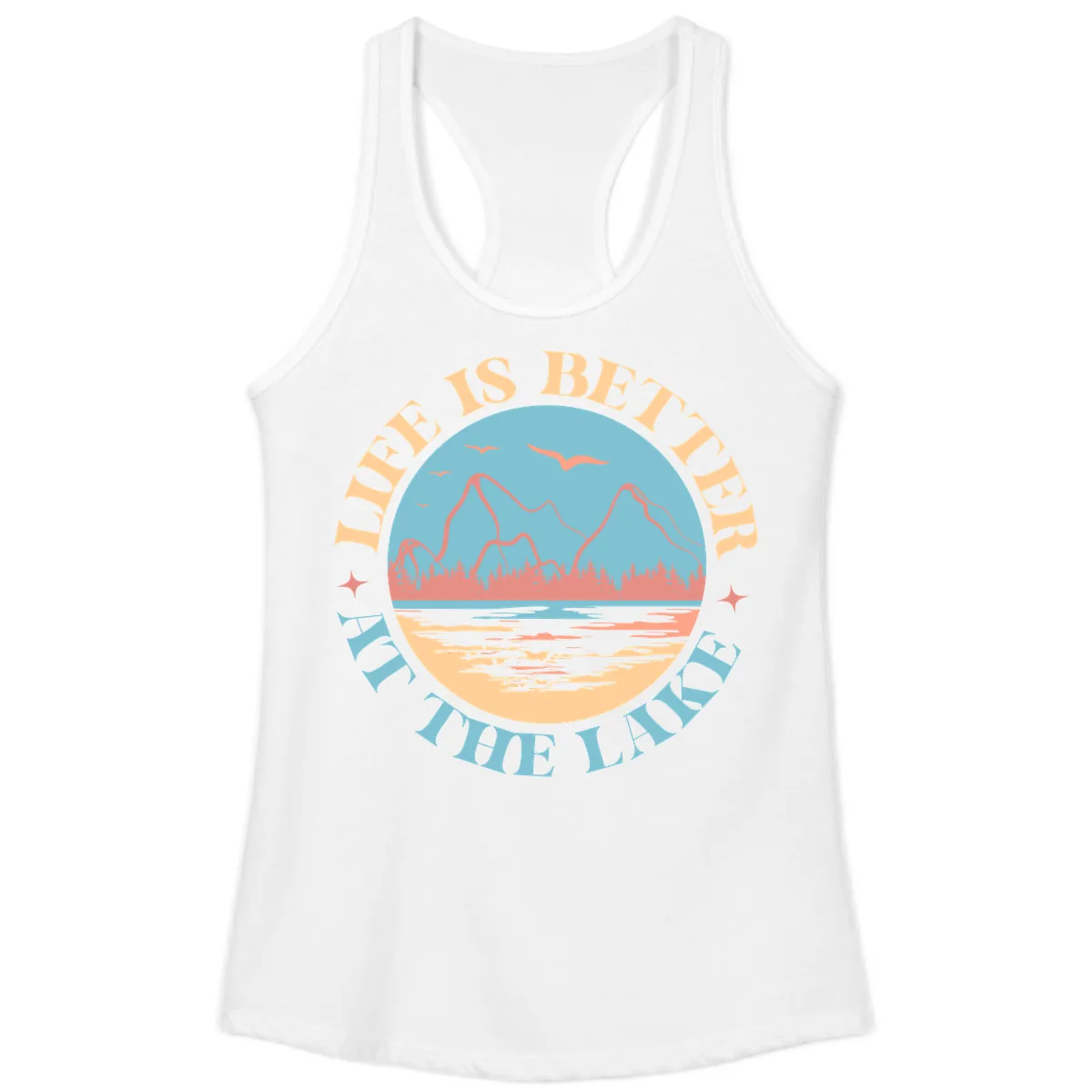 Life Is Better At The Lake Design Ladies Tank in White