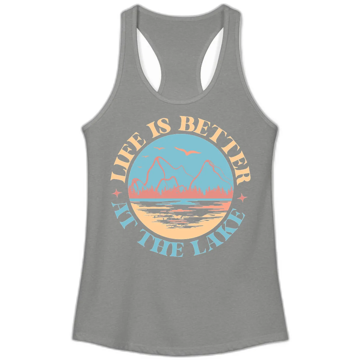 Life Is Better At The Lake Design Ladies Tank in Heather Grey