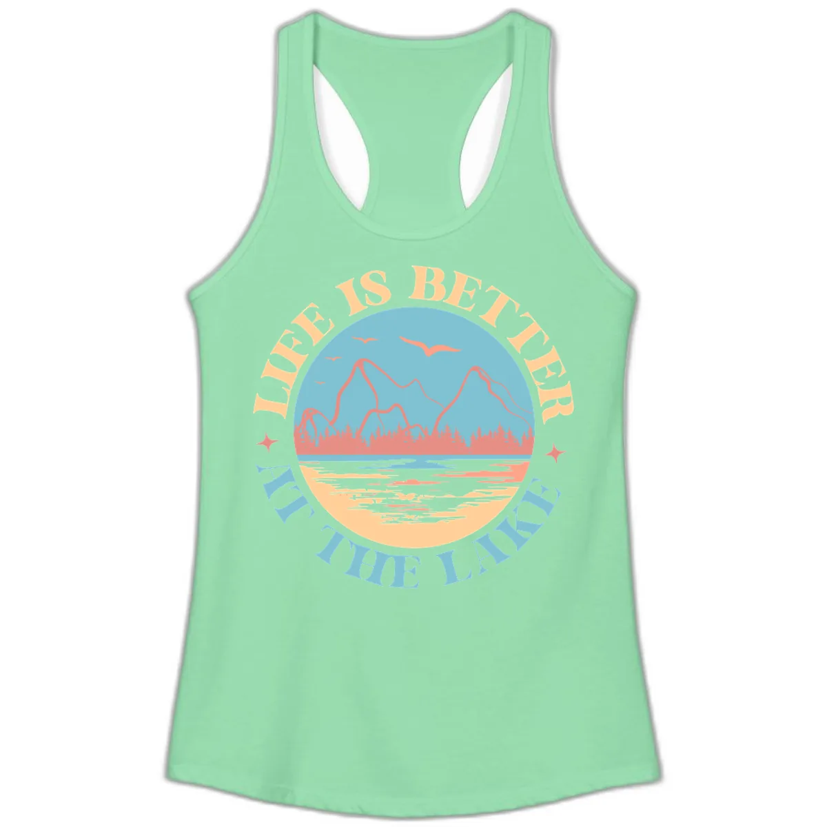 Life Is Better At The Lake Design Ladies Tank in Solid Mint