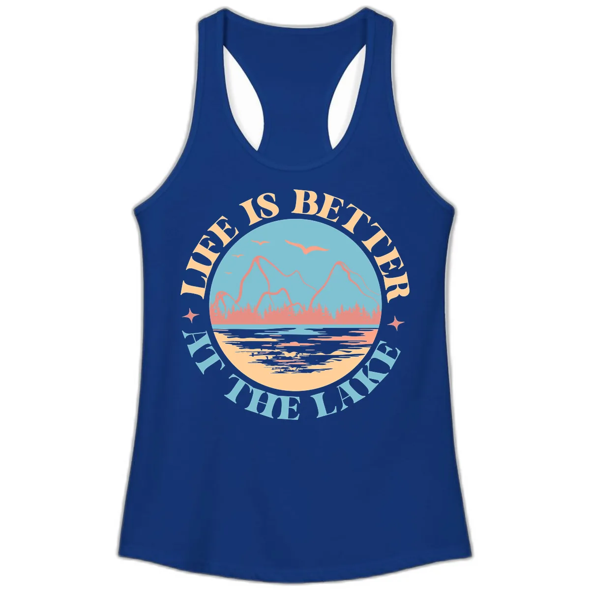 Life Is Better At The Lake Design Ladies Tank in Solid Royal