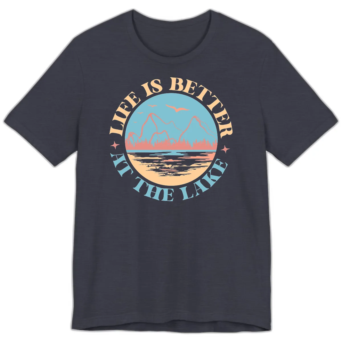 Life Is Better At The Lake Design Premium T-Shirt in Heather Midnight Navy