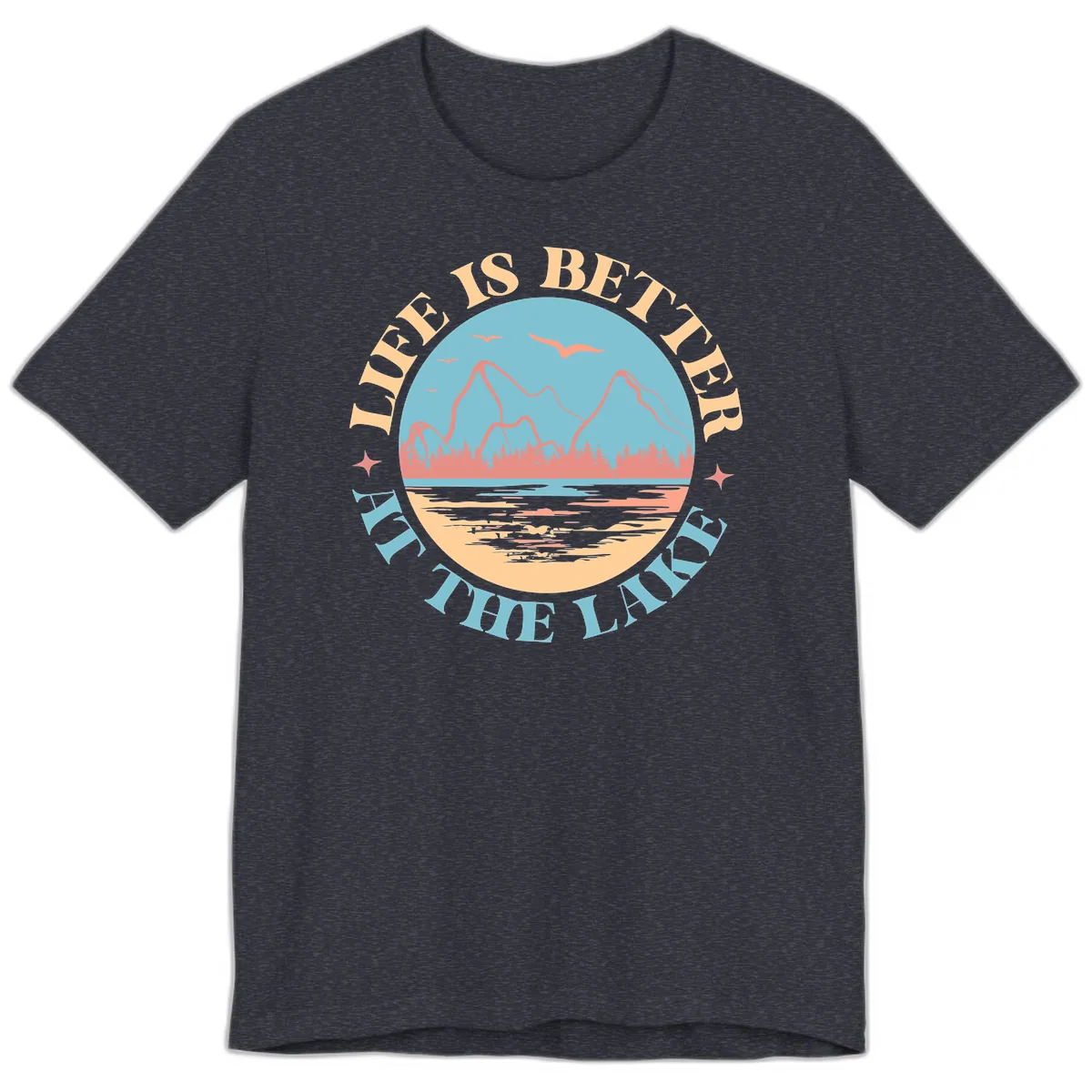 Life Is Better At The Lake Design Premium T-Shirt in Heather Navy