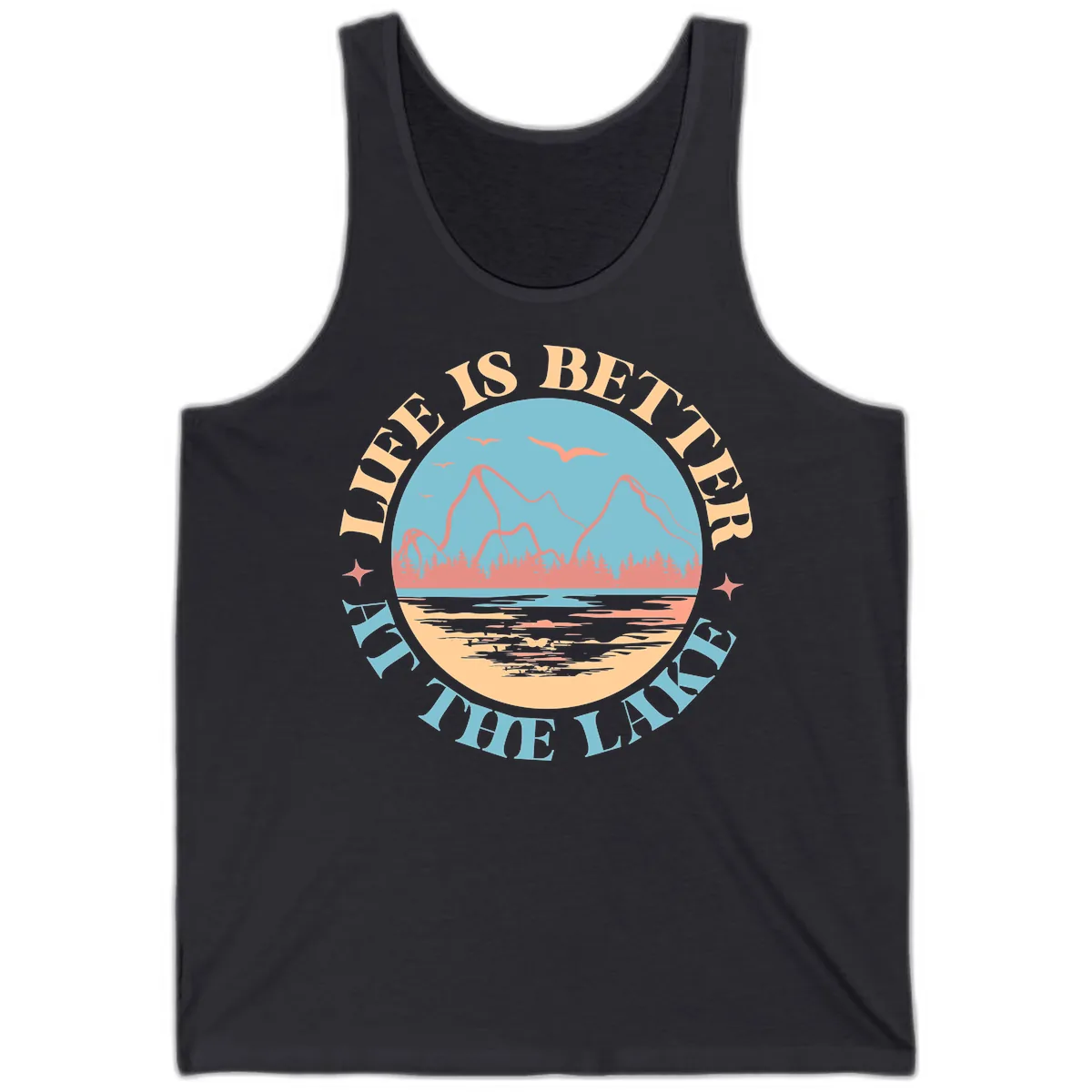 Life Is Better At The Lake Design Tank in Dark Grey