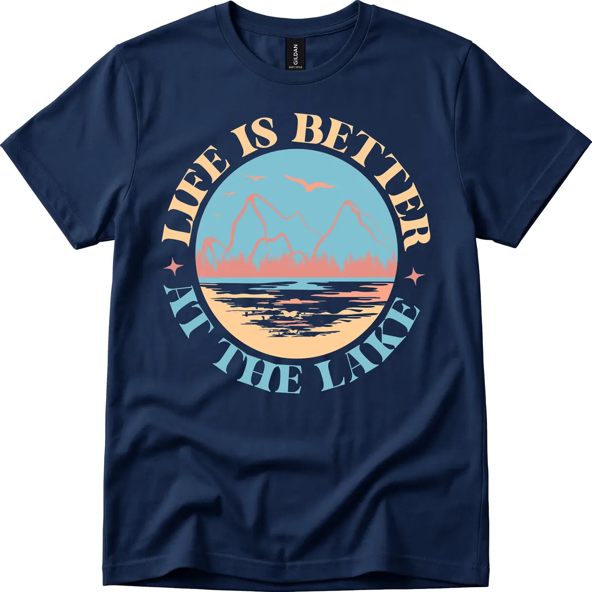Life Is Better At The Lake Design T-Shirt in Navy