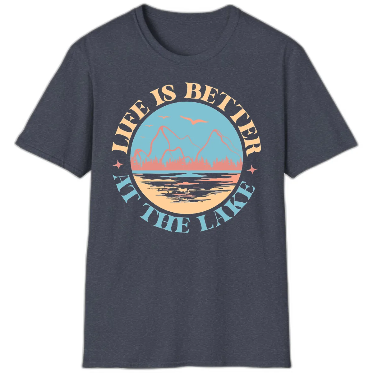 Life Is Better At The Lake Design T-Shirt in Heather Navy