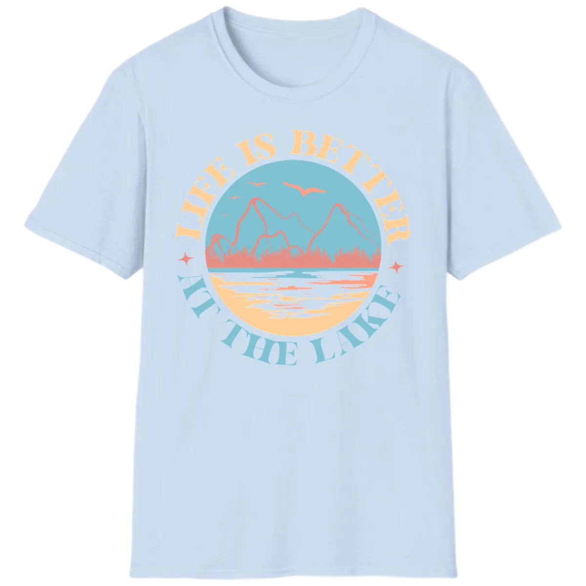 Life Is Better At The Lake Design T-Shirt in Light Blue