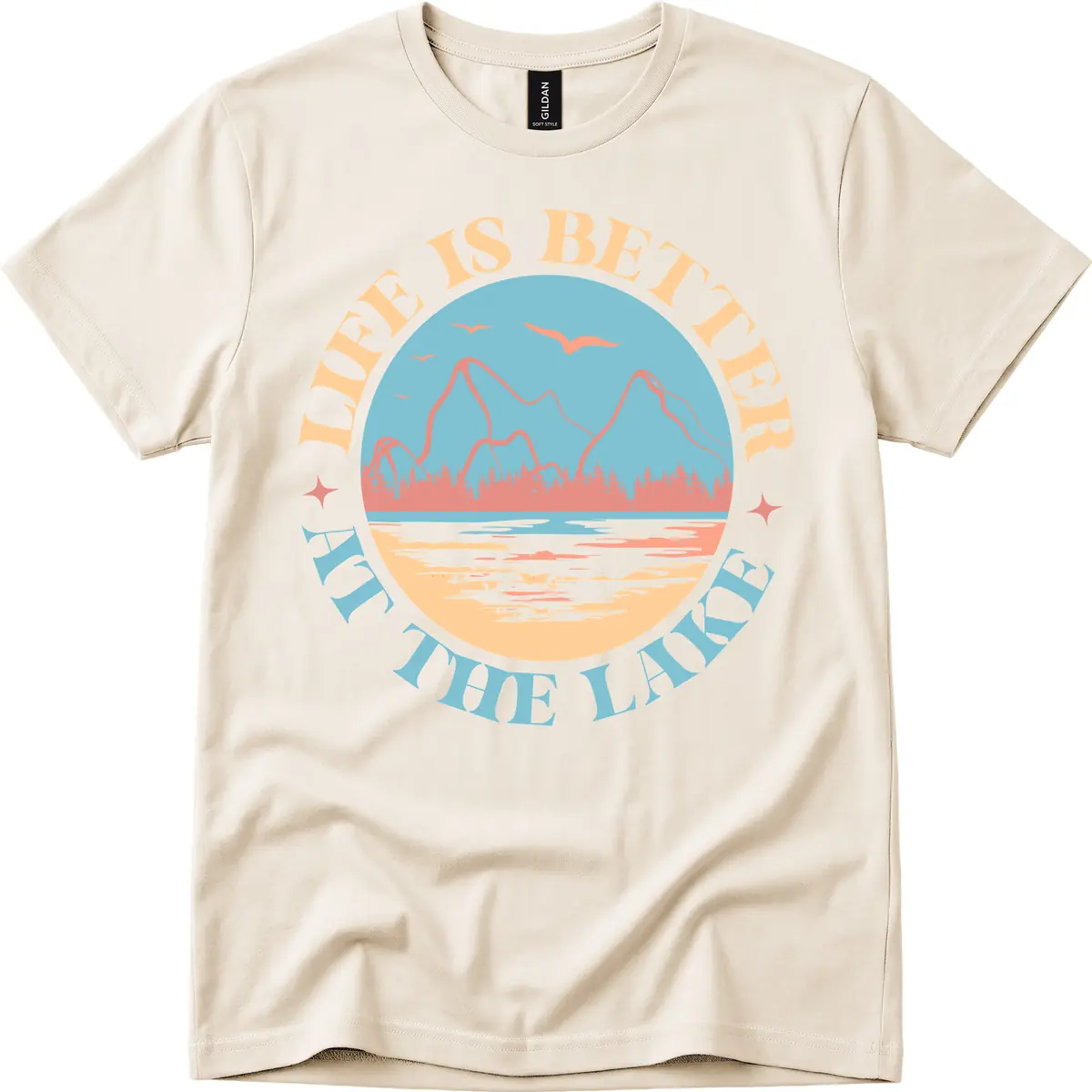 Life Is Better At The Lake Design T-Shirt in Natural