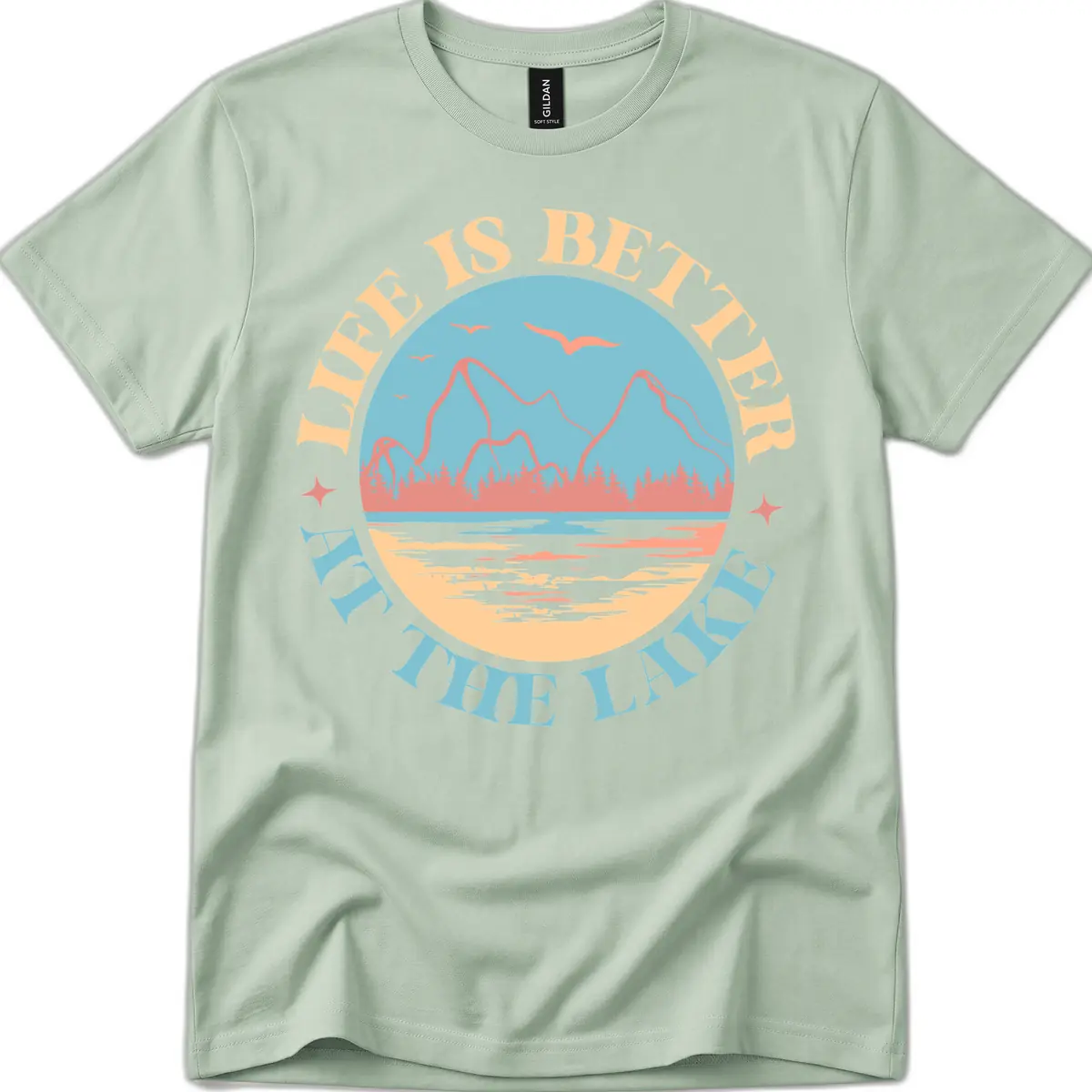 Life Is Better At The Lake Design T-Shirt in Sage